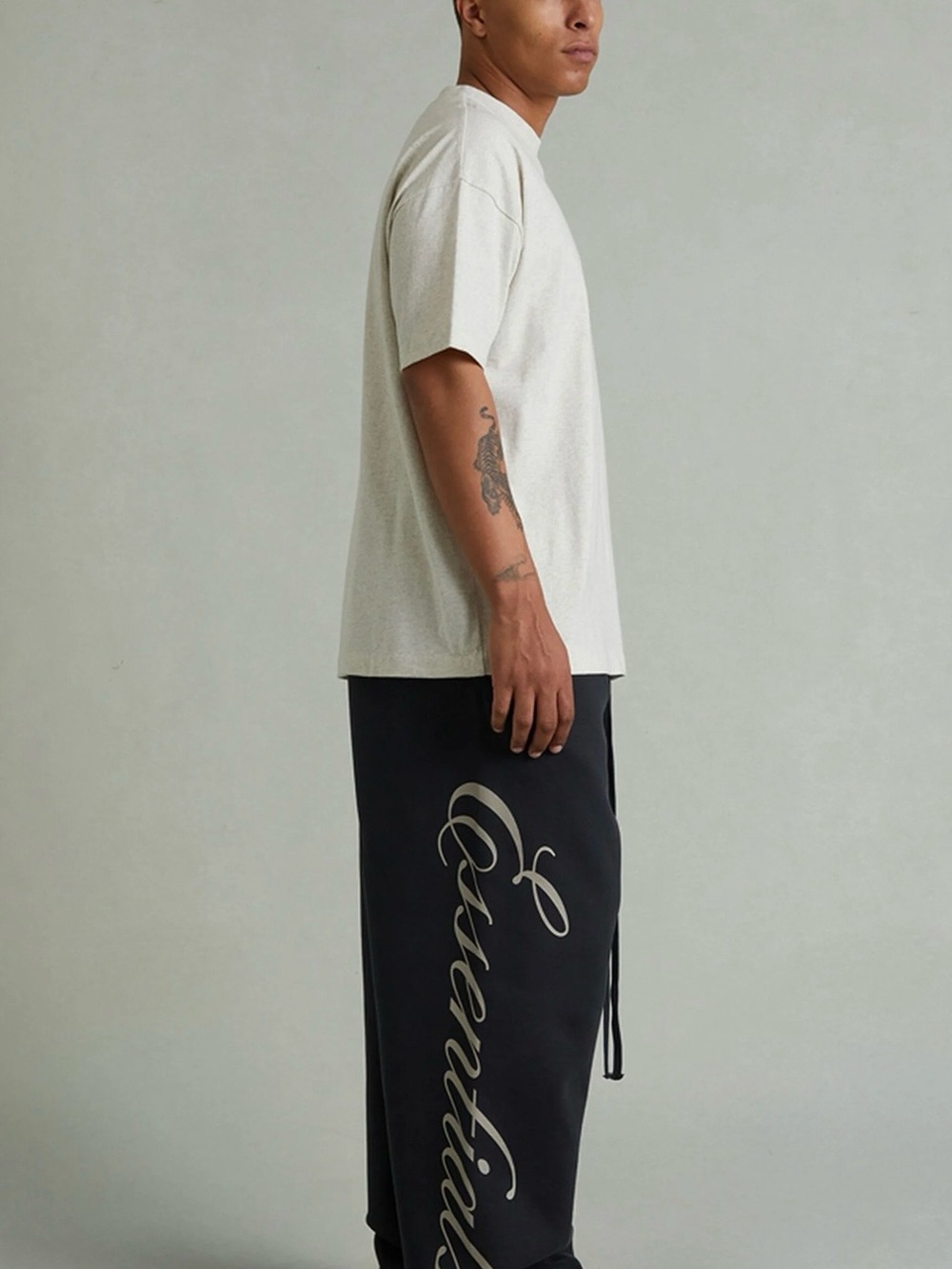 Essentials Black Sweatpants with Side Script - Picture 2 of 5